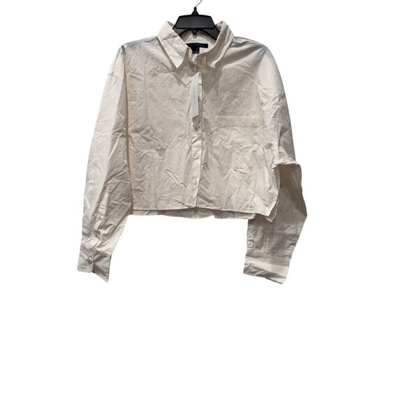 New French Connection Women's Size M Alissa Cotton Cropped Shirt - Picture 1 of 8